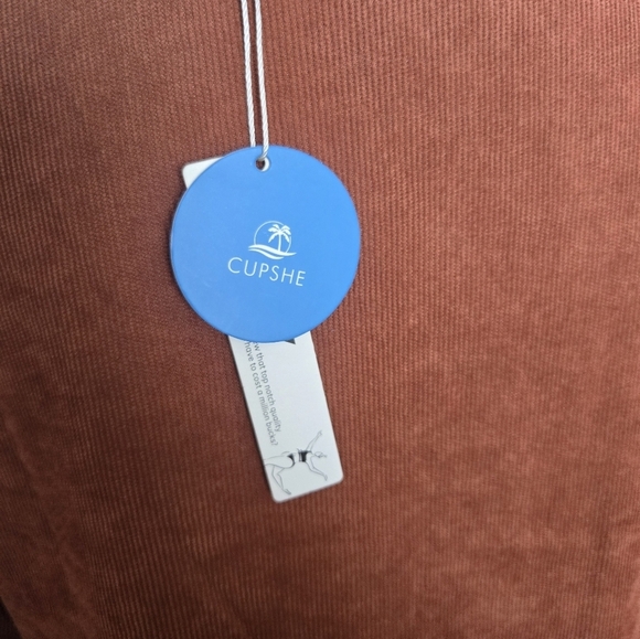 NWT Medium Cupshe Burnt Orange Brown Bernadette V-Neck Tiered Mini Dress - Picture 7 of 9